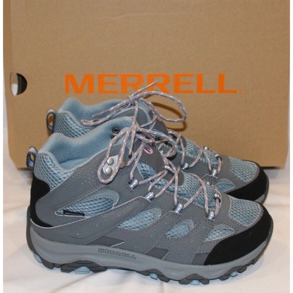 MERRELL Moab Waterproof Hiking Youth 4.5 Grey Sneaker Athletic Hiking Shoes NEW